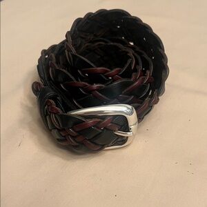 Brighton Black and Brown Braided Belt with Silver Buckle